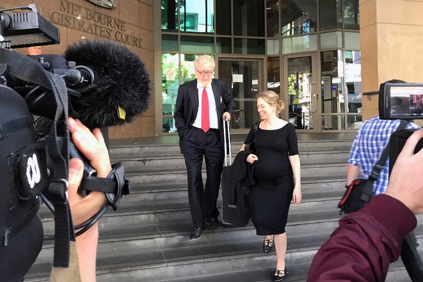 Robert Richter and Ruth Shann leave court.