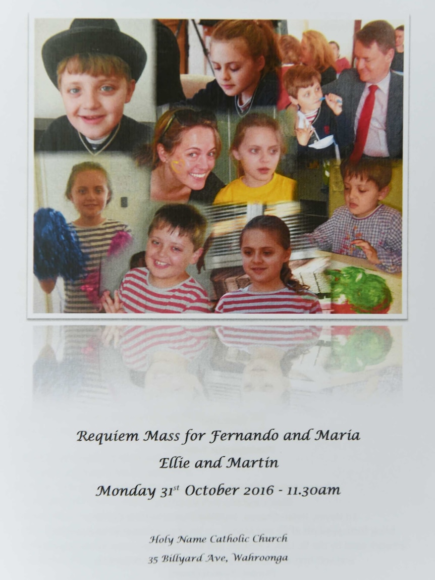 The order of service showing pictures of the Lutz-Manrique family.