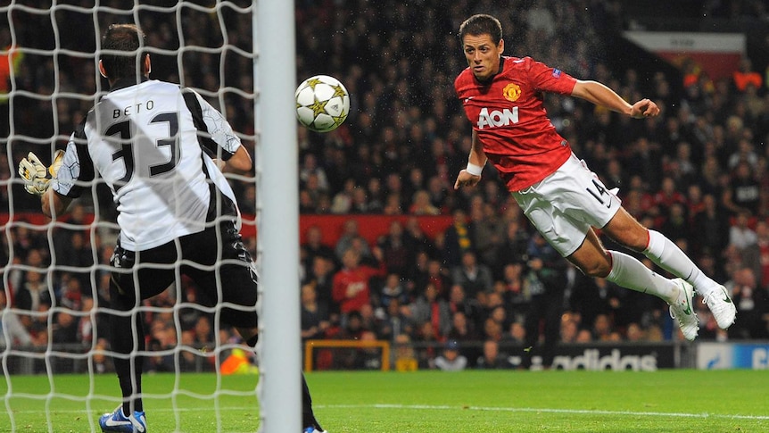 Javier Hernandez buried two headers to lead United to victory at Old Trafford.