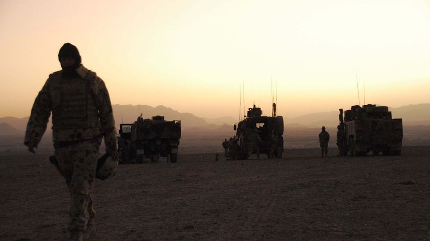 Silhouette of an Australian solder in Afghanistan.