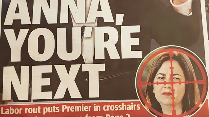 Newspaper front page image placing Premier in crosshairs