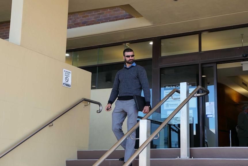 Mr Peros leaves the Mackay Courthouse on the final day of the inquest.