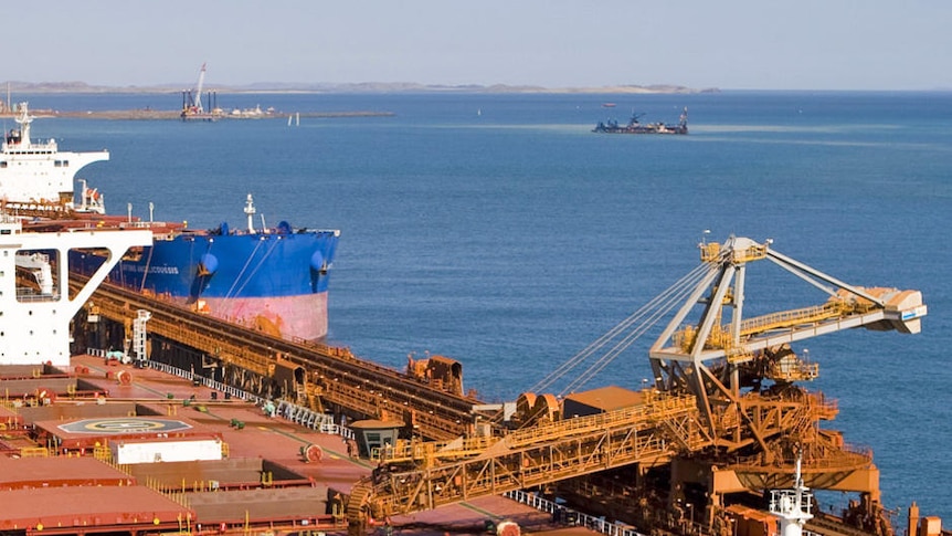 Loading of the vessel Yi Da with rio tinto iron ore at Cape Lambert one billion tonnes to China