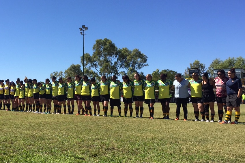 Just some of the sixty women who put their hands up to play rugby league in Mount Isa.
