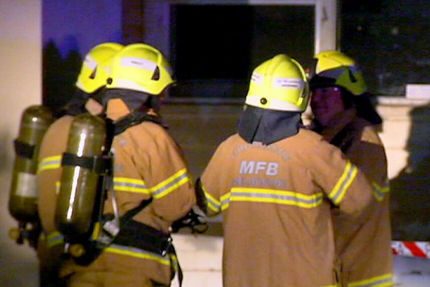 MFB officers at the scene of a suspected arson attack.