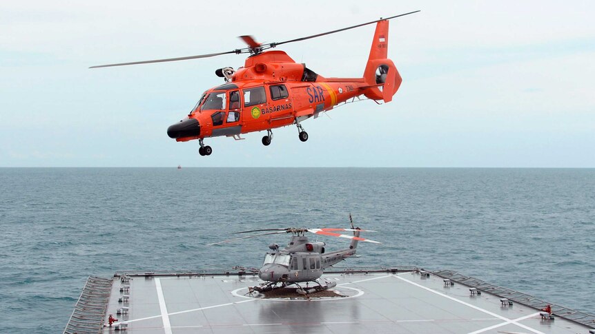 Helicopter leaves Indonesian navy vessel