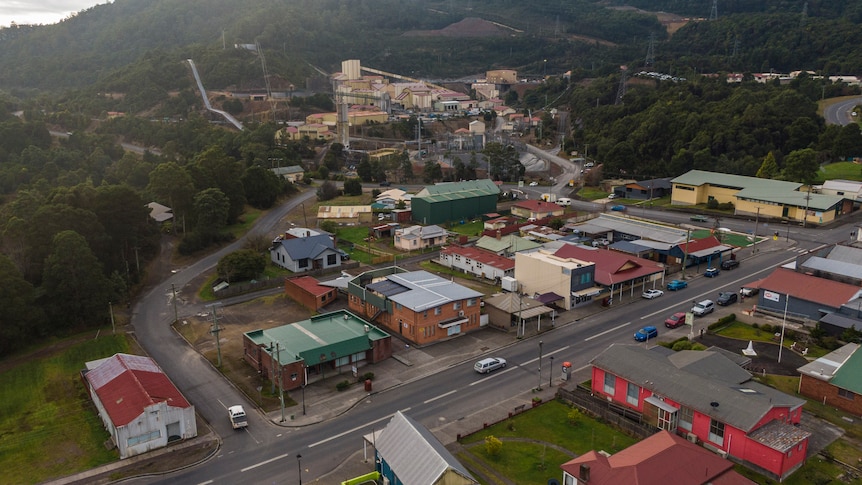 A mine on the outskirts of a town.