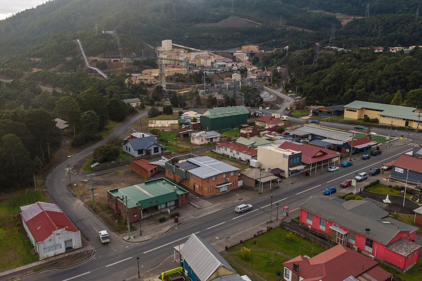 A mine on the outskirts of a town.