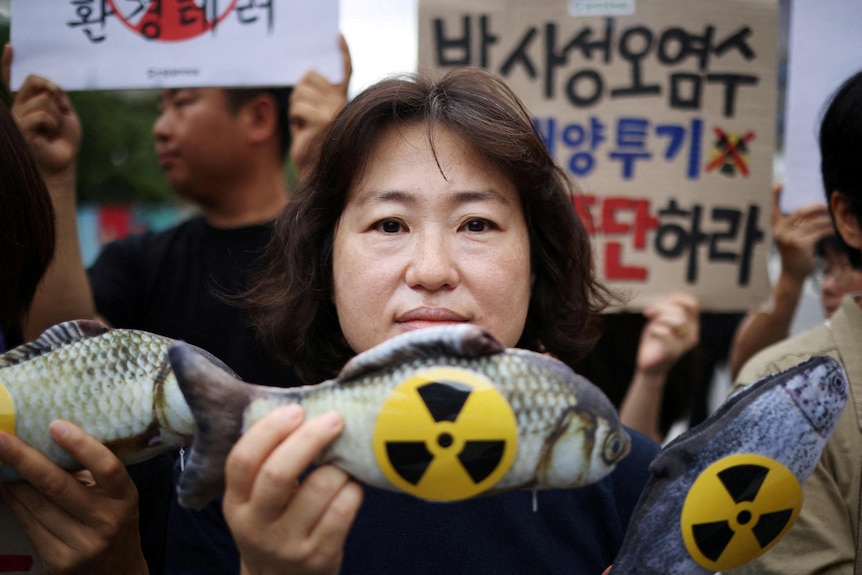 韩国示威者抗议东京的决定。