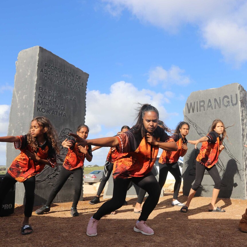 Dancers at the Waterloo Bay Massacre monument