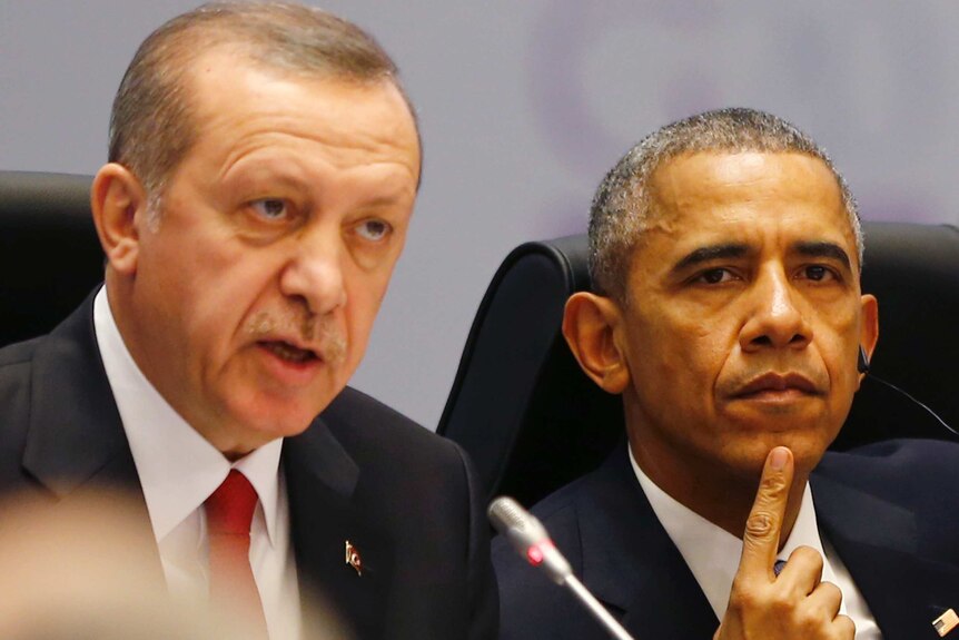 Turkey's president Tayyip Erdogan and US president Barack Obama at the G20 summit.