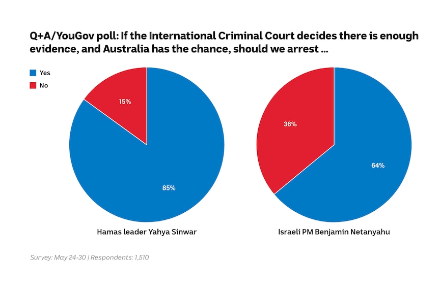 Image shows a pie chart: If the ICC decides there is enough evidence, and Australia has the chance, should we arrest …