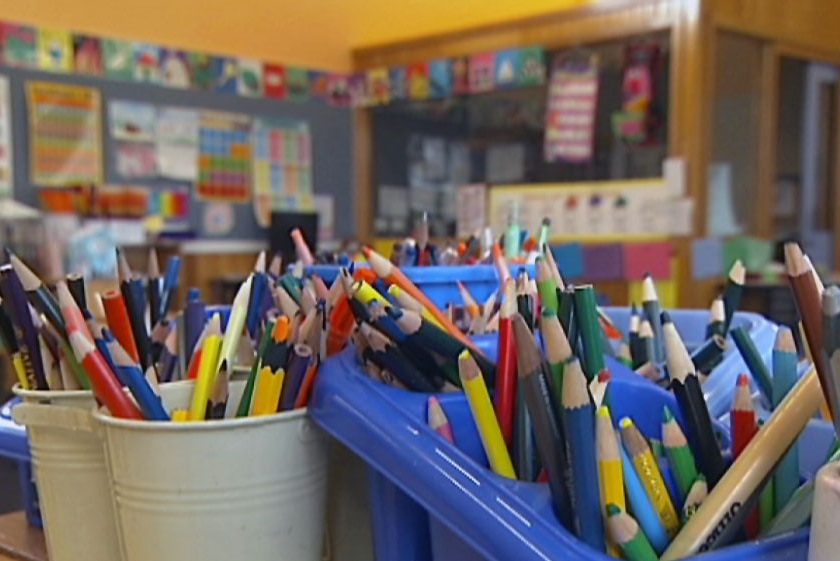 Early childhood classroom with lots of pencils.