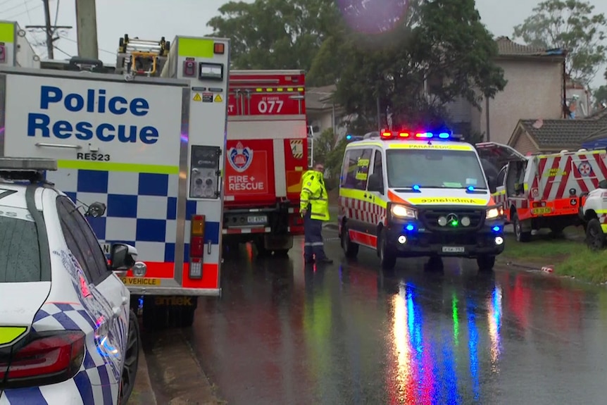 Emergency services at Whalan in Sydney's west after an explosion destroys a townhouse