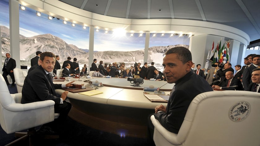 Obama and Sarkozy at G8 meeting