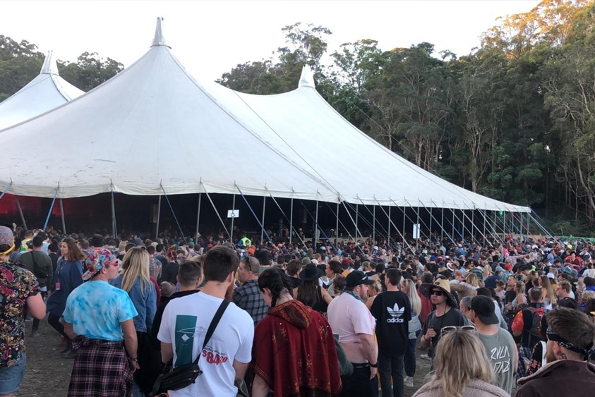 The over-stuffed GW McLennan tent crowd for Ruby Fields at Splendour In The Grass, 20 July 2019