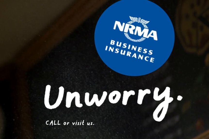 A still from an NRMA ad saying "unworry, call or visit us".