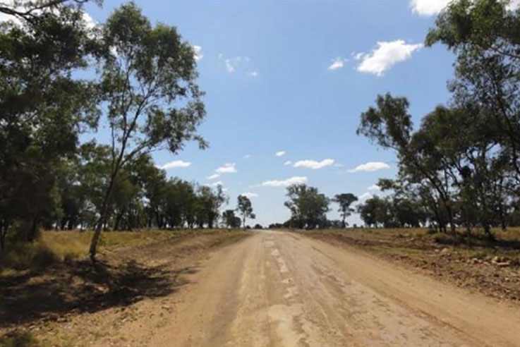 Dirt road of Moray-Carmichael Road in central Queensland.