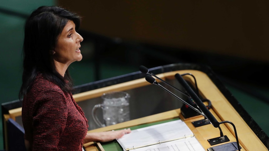 Nikki Haley warned the United States will remember this day (Image: AP/Mark Lennihan)