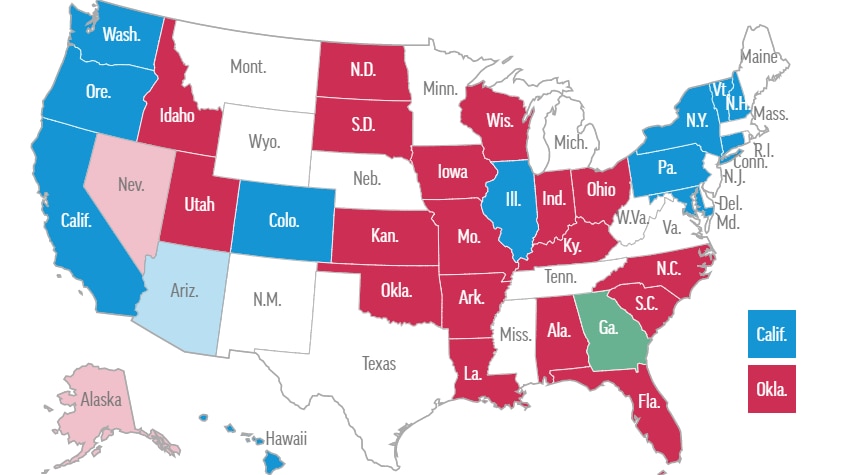 US midterm elections senate race map as of November 10, 2022.