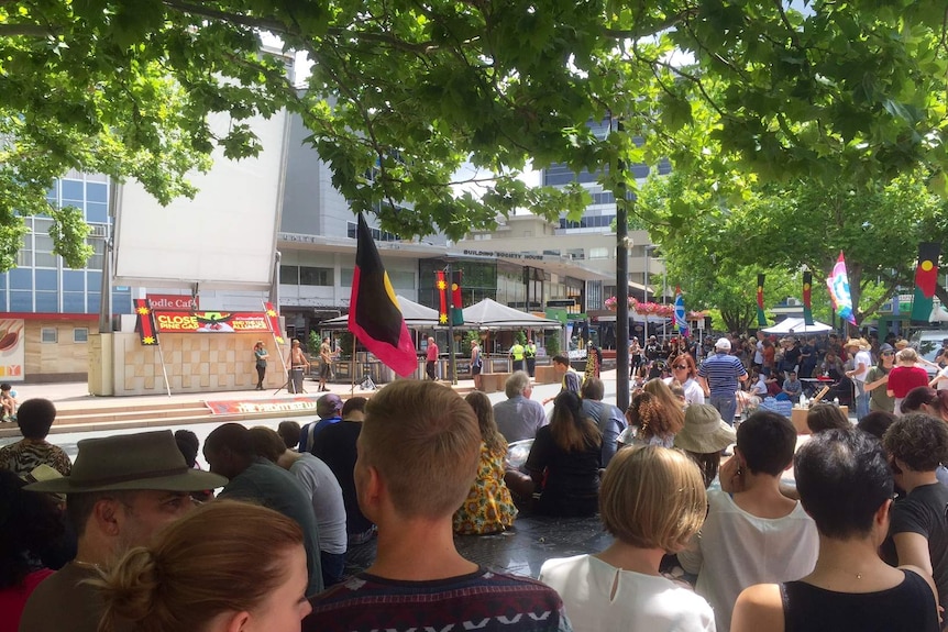 Invasion Day rally at Garema Place.