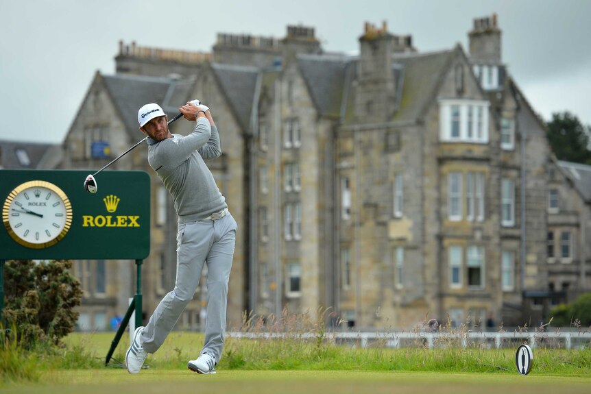 Dustin Johnson tees off at St Andrews