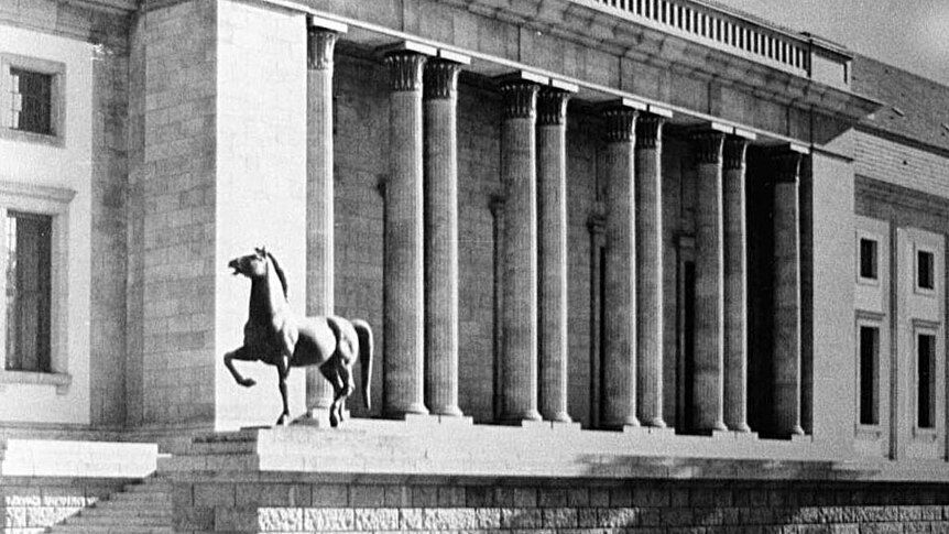 "Walking Horses" outside the Reich Chancellery in Berlin
