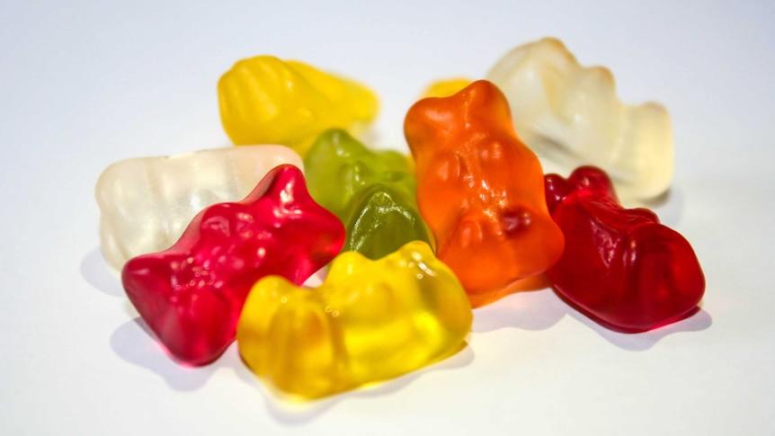 A small pile of gummy bear lollies.