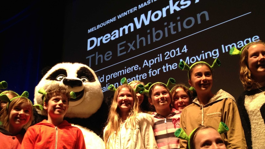 Kids with Kung Fu Panda at DreamWorks exhibition launch