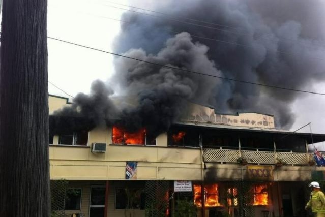 The 76-year-old Calen Hotel on fire on April 27, 2012.
