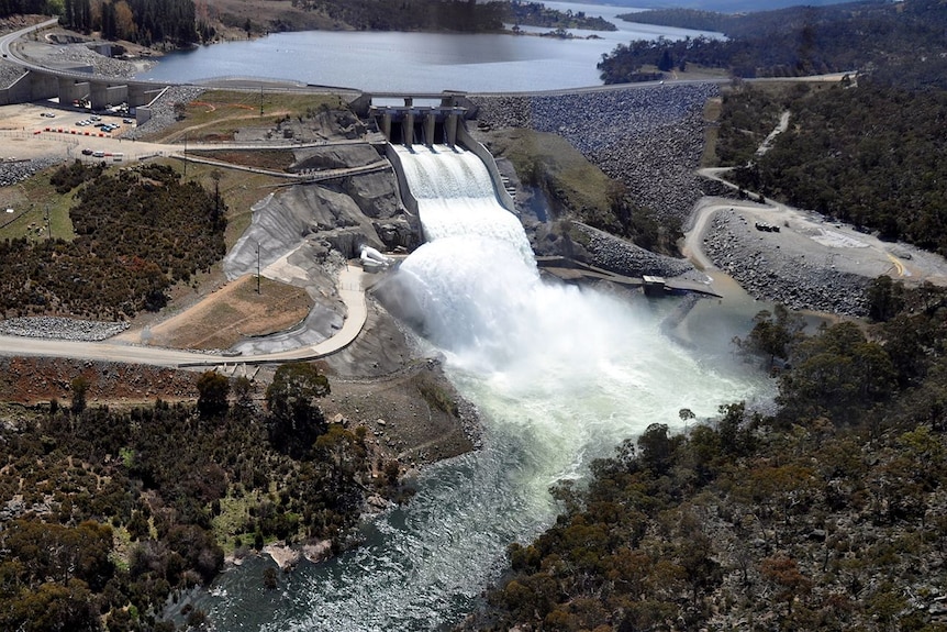 Snowy Hydro water release dam wall