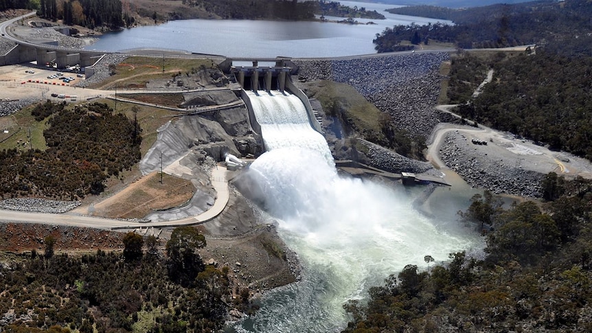 Snowy Hydro water release dam wall