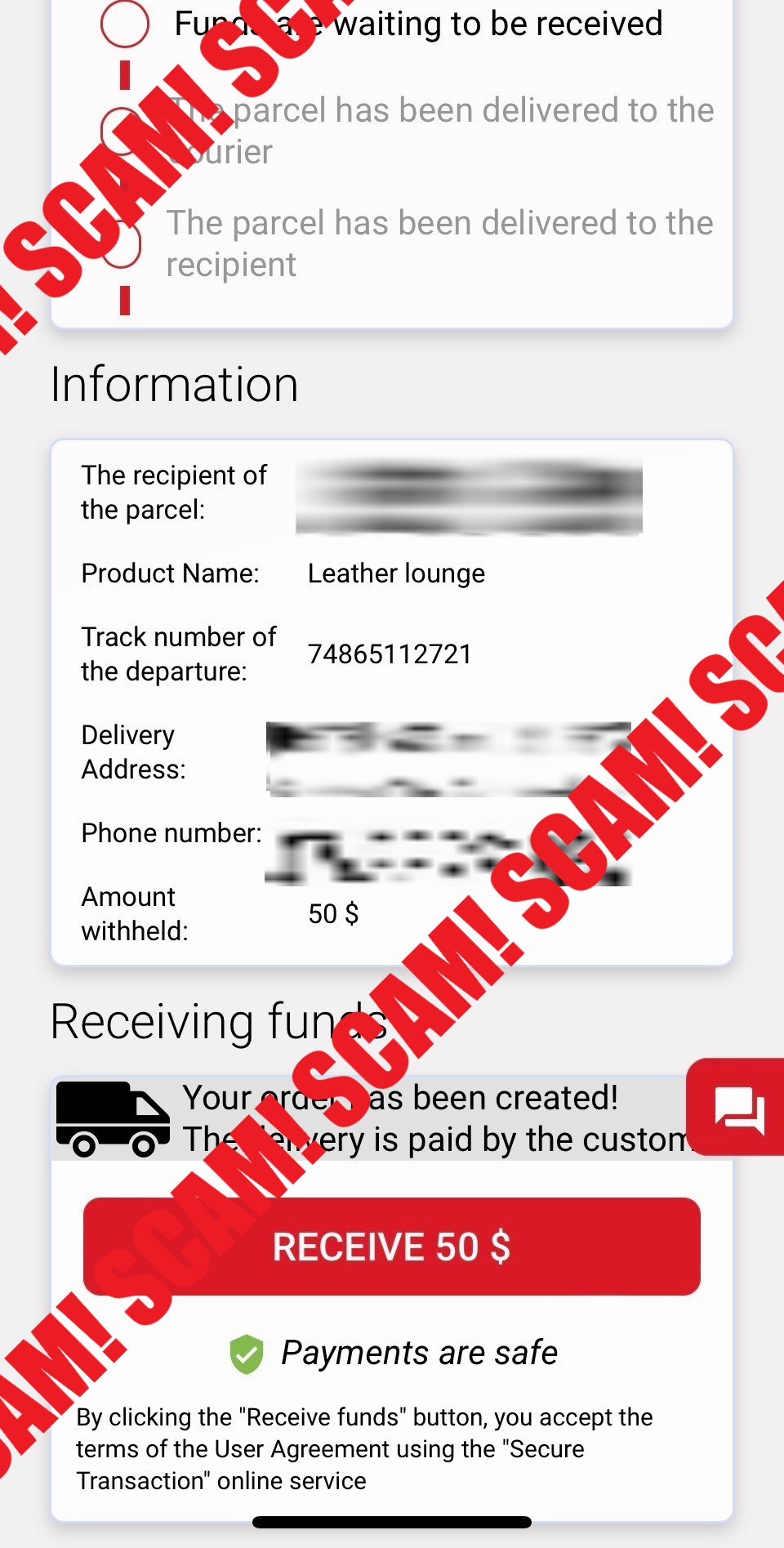 A screenshot of a scam portal used to collect a victim's financial information. 