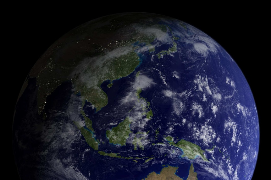An image of the Earth taken from space with Australian and South East Asia visible