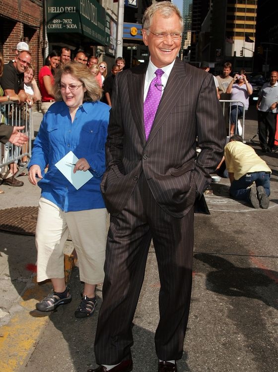 David Letterman appears outside The Late Show