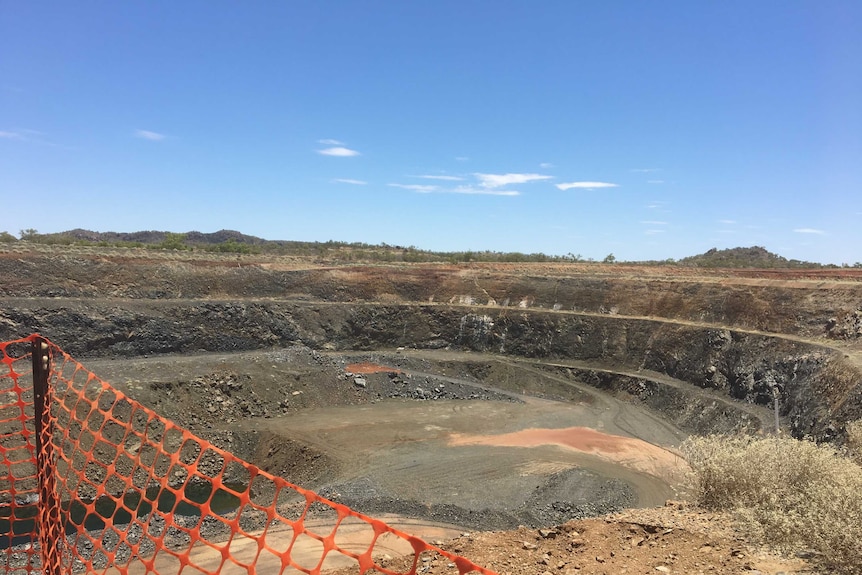 Wide shot of mine pit at CuDECO's Rocklands project near Cloncurry, north west Qld.