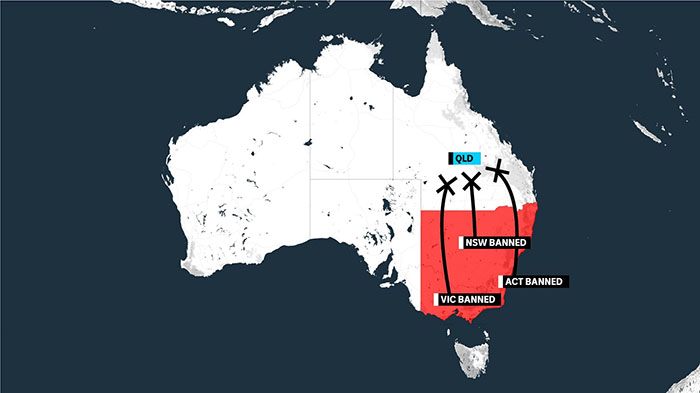 Graphic Map - Queensland borders closed NSW, ACT, VIC