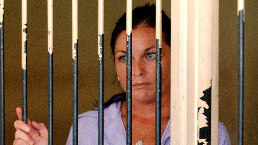 Corby in the holding cells at the Denpasar District Court in Bali in 2005.