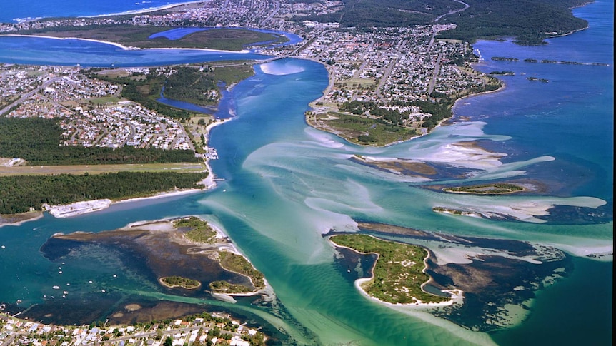 Aerial view of the Swansea Channel at eastern end of Lake Macquarie