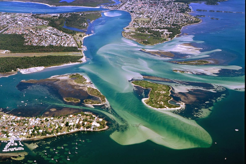 Aerial view of the Swansea Channel at eastern end of Lake Macquarie
