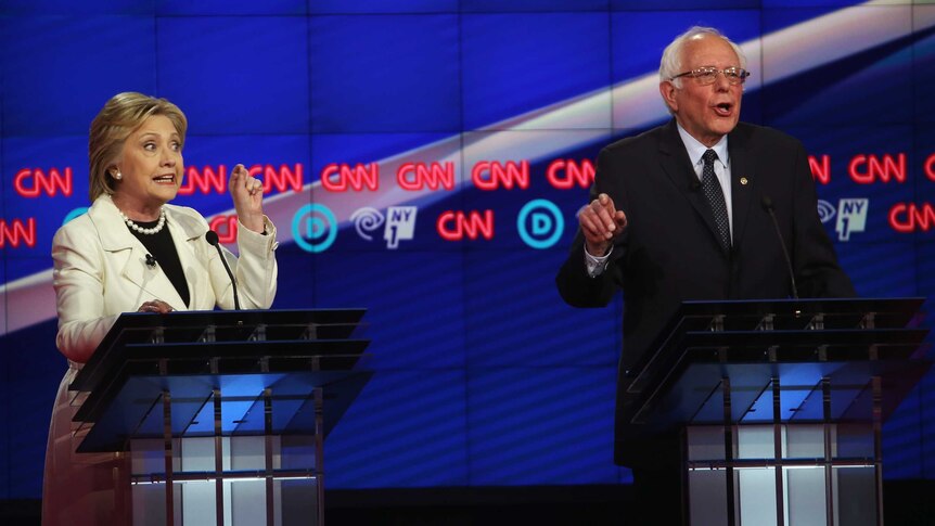 Hillary Clinton and Bernie Sanders face off