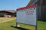 The sign at the front entrance of the new Darwin Correctional Centre at Holtze