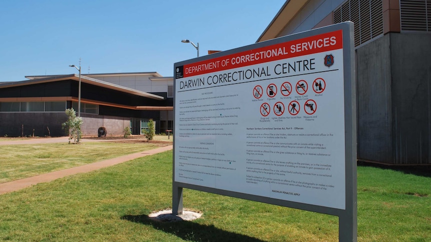 The sign at the front entrance of the new Darwin Correctional Centre at Holtze