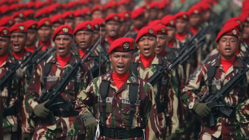 Indonesia's Special Forces Kopassus soldiers, October 5, 2012.