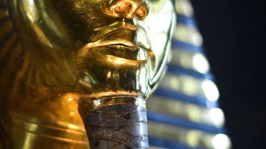 Damaged burial mask of King Tutankhamun