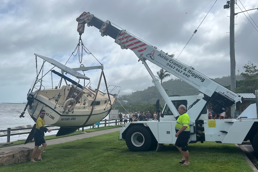 In Cannonvale a boat had to be retrieved via crane.