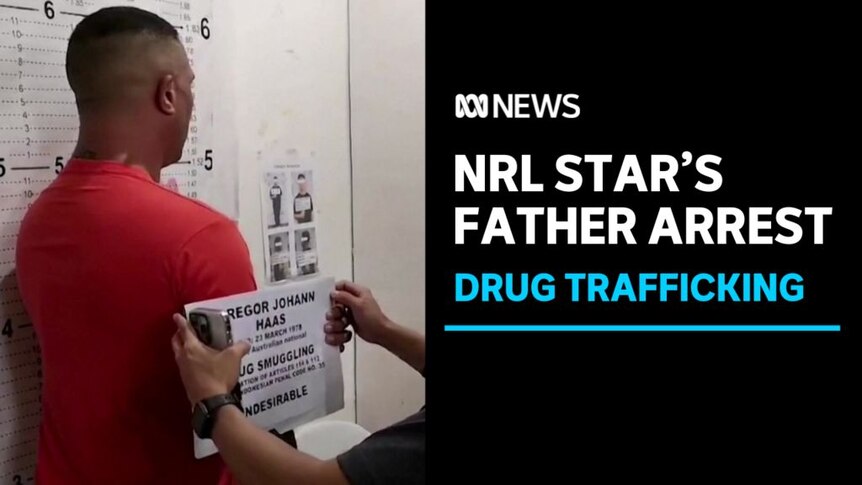 NRL Star's Father Arrest, Drug Trafficking: A man stands in profile getting a mugshot taken.