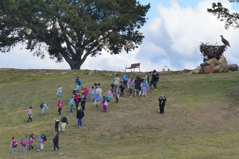 Members of the Woden Valley Youth Choir on their sound walk on Dairy Farmers Hill