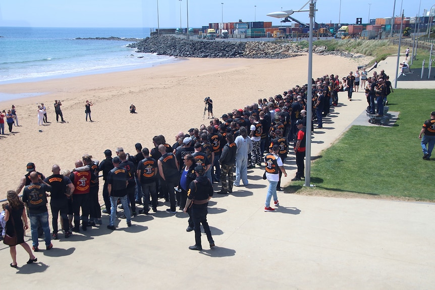 Bandidos members gather in Burnie, northern Tasmania, November 2017.