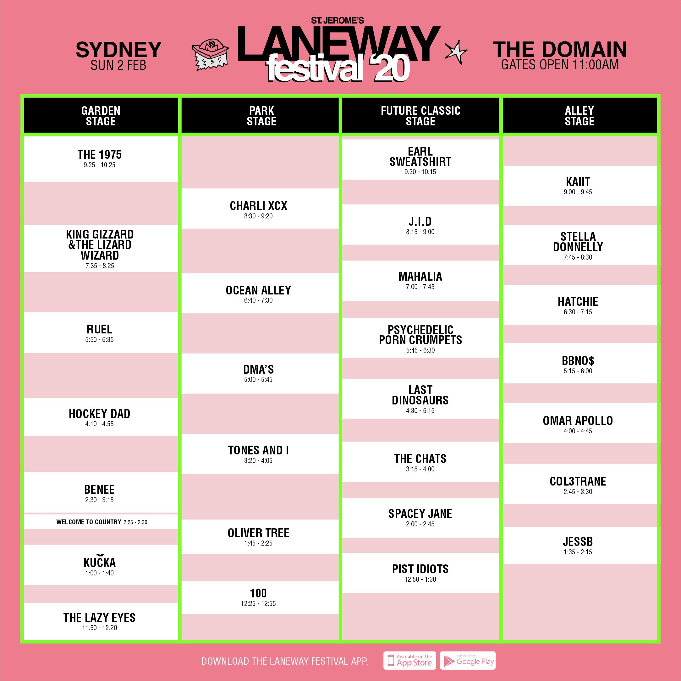 Here are your 2020 Laneway set times triple j